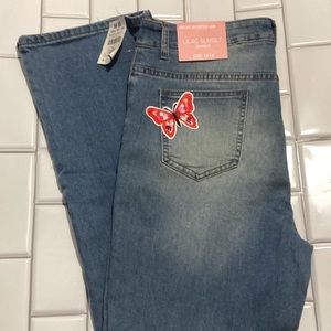 Bootcut jeans with butterfly patch